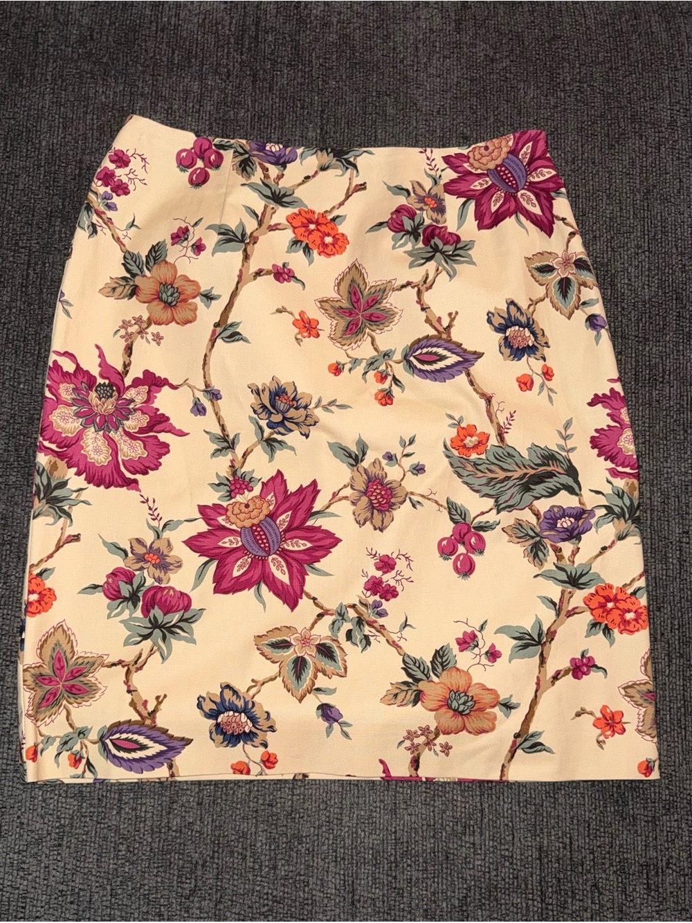 Talbots Petites Floral Skirt Size 4 Made in USA Cottagecore Botanical Cotton - Picture 3 of 8